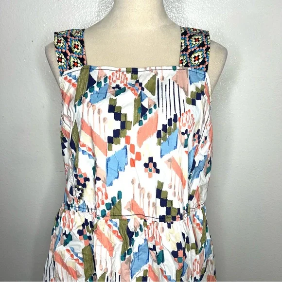 ANTHROPOLOGIE Maeve Textured Swing Mini Dress Criss Cross Back Size XL - Picture 5 of 14
